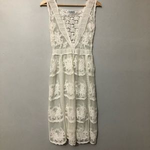 White Sheer Lace Dress